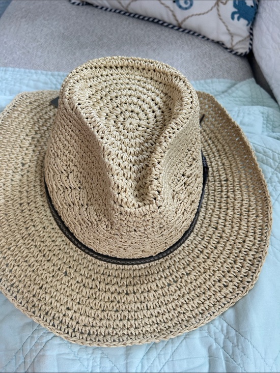 kanut sports Accessories - Woven Straw Sun Hat with Black Trim Unisex